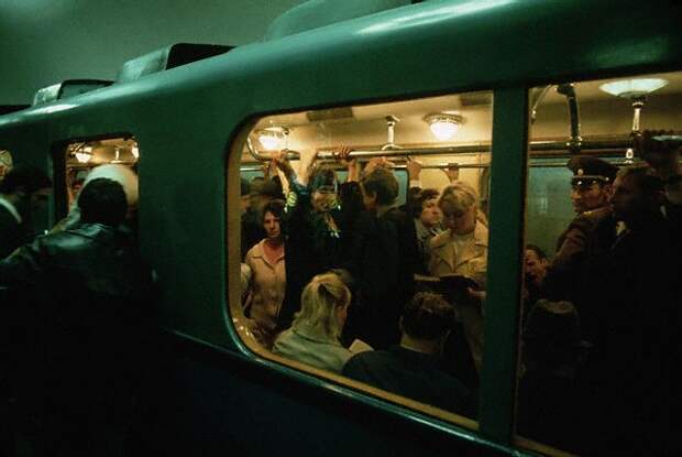 Crowded Subway Car