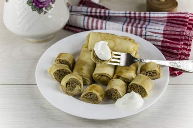 Блины с мясом к Масленице