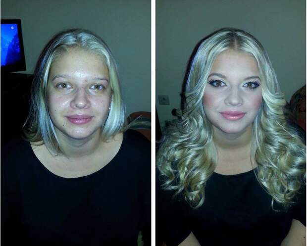 Невероятные преображения девушек до и после макияжа девушки, красота, макияж