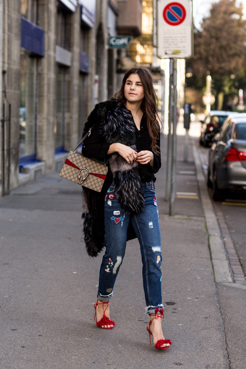 The-Fashion-Fraction-Gucci-Dionysus-Bag-Aquazzura-Wild-Thing-Heels-Patchwork-Pants-Faux-Fur-Scarf-Swarovski-Bracelet-6