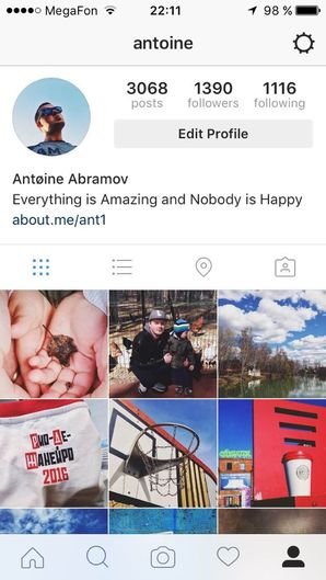 Редизайн Instagram для iOS: профиль