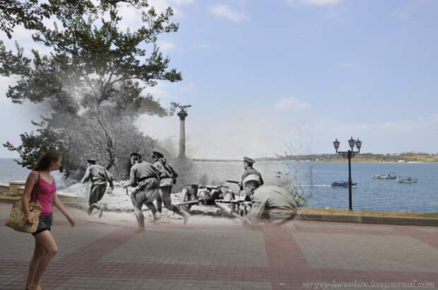 Севастополь 1944/2012 Советская морская пехота на Приморском бульваре. Sevastopol 1944/2012 Soviet Marines on the Primorskiy blvd.