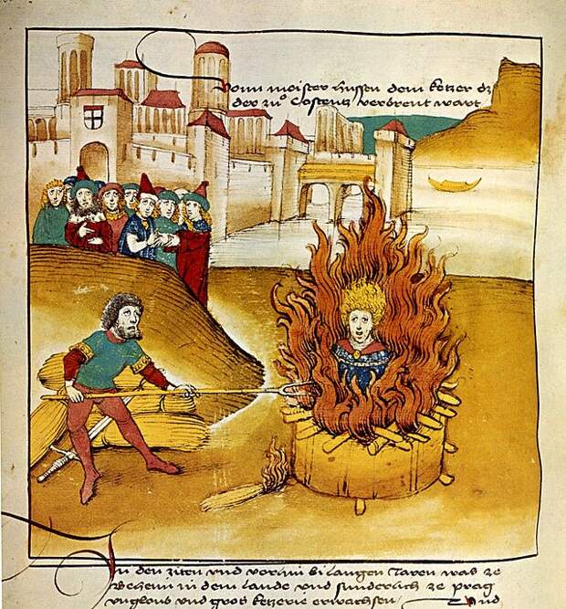 Сожжение Яна Гуса. Рисунок из хроники Шпицера, 1485 год.jpg Сожжение Яна Гуса. Рисунок из хроники Шпицера, 1485 год.jpg