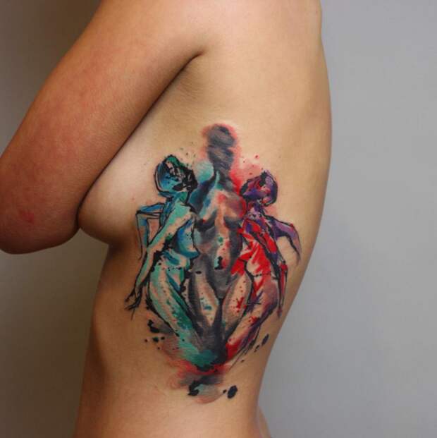 Вот пример акварельной татуировки от Ondrash, тату-мастера из Чехии советы, тату, татуировка