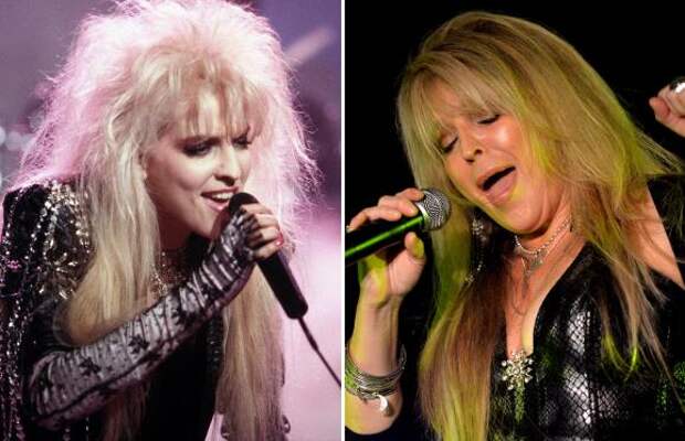 Janet Gardner of American all female rock band Vixen perform 'Cryin'' on tv show Formel Eins in Munich, Germany on January 7 1989. (Photo by Bernd Muller/Redferns) NASHVILLE, TN - OCTOBER 12: Janet Gardner of Vixen performs onstage during the IEBA 2015 Conference - Day 2 on October 12, 2015 in Nashville, Tennessee. (Photo by Jason Davis/Getty Images for IEBA)