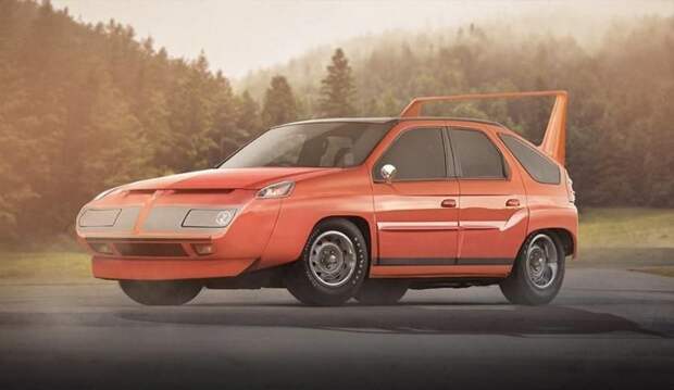 Pontiac Aztek и Plymouth Superbird авто, автодизайн, автомобили, гибрид, прикол, рисунок, юмор