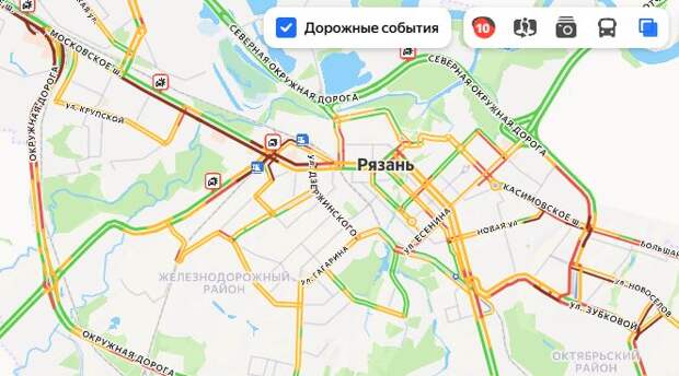 Рязань вторые сутки стоит в 10-балльных пробках