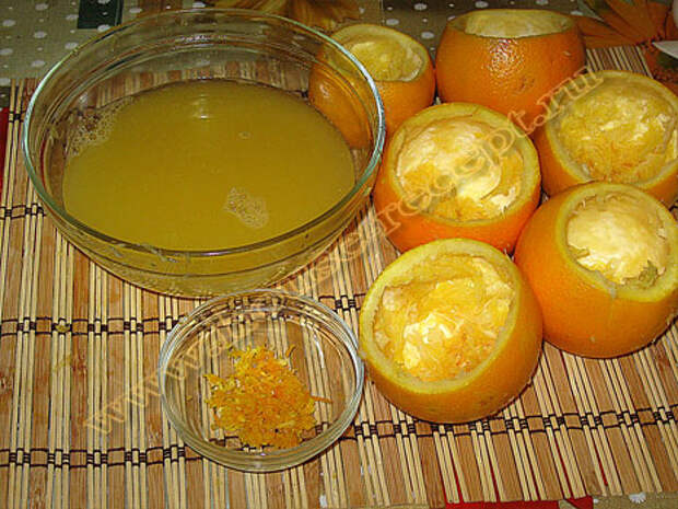 Формочки под апельсиновое суфле, апельсиновый сок, цедра