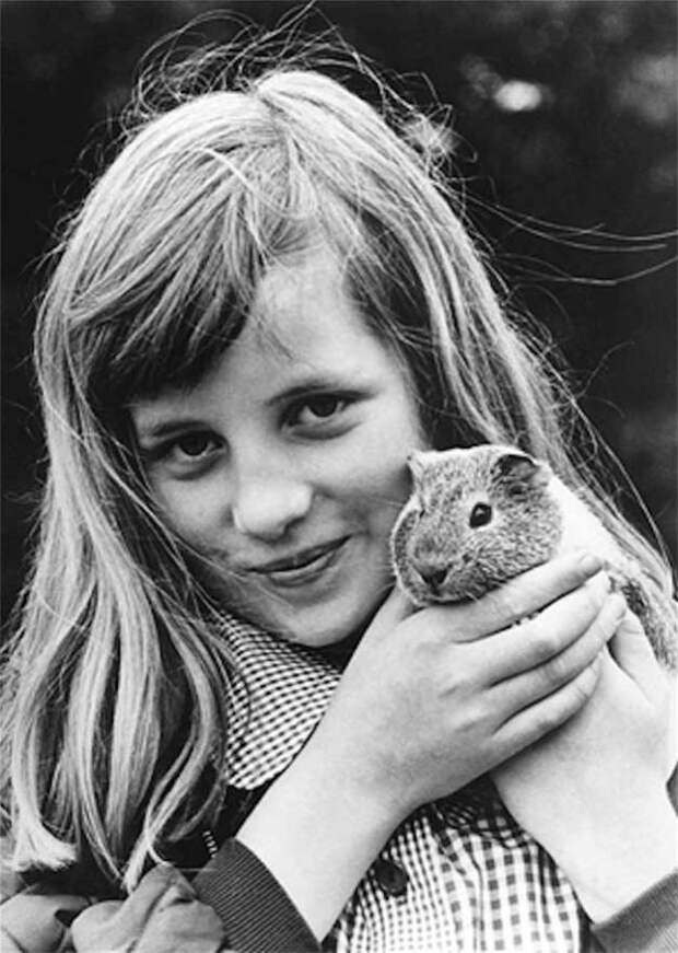 4. 11–летняя Диана Спенсер (в будущем принцесса Диана) и ее любимая морская свинка, Сандрингем, 1972 история, факты