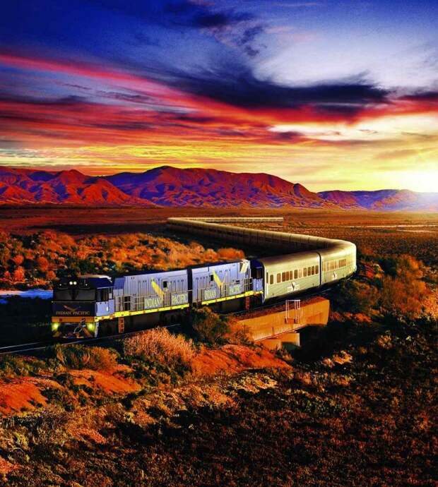 Поезд "Ган", Австралия железная дорога, комфортабельные, поезд, природа, роскошь, экспресс, элитные