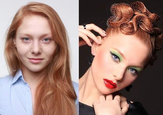 Невероятные преображения девушек до и после макияжа косметика, макияж