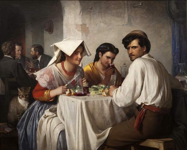 Карл Блох - В римской остерии [Carl Bloch (1834-90) - In a Roman Osteria] (1866), Автор: Датская национальная галерея, Копенгаген (SMK) (Копенгаген (СМК) Датская национальная галерея)Датская национальная галерея, Копенгаген (SMK) (Живопись на Gallerix.ru)