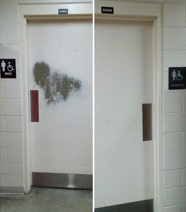 Двери в мужской и женский туалет в университете время беспощадно, время идет, до и после, интересное, подборка, природа, тогда и сейчас, фото