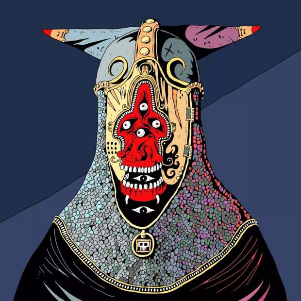 Приключения оккультного рыцаря в кислотном зазеркалье: невероятные работы doodleskelly