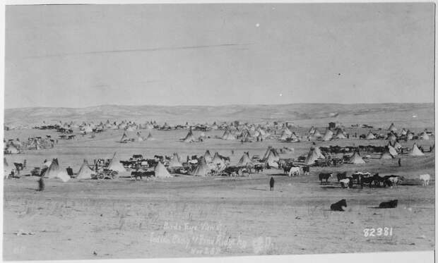 1890. Лагерь сиу на Пайн-Ридж примерно во время резни на ручье Вундед-Ни