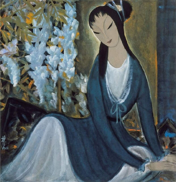 "Женщина, похожая на птицу..." Китайский художник Lin Fёngmian (1900 – 1991)