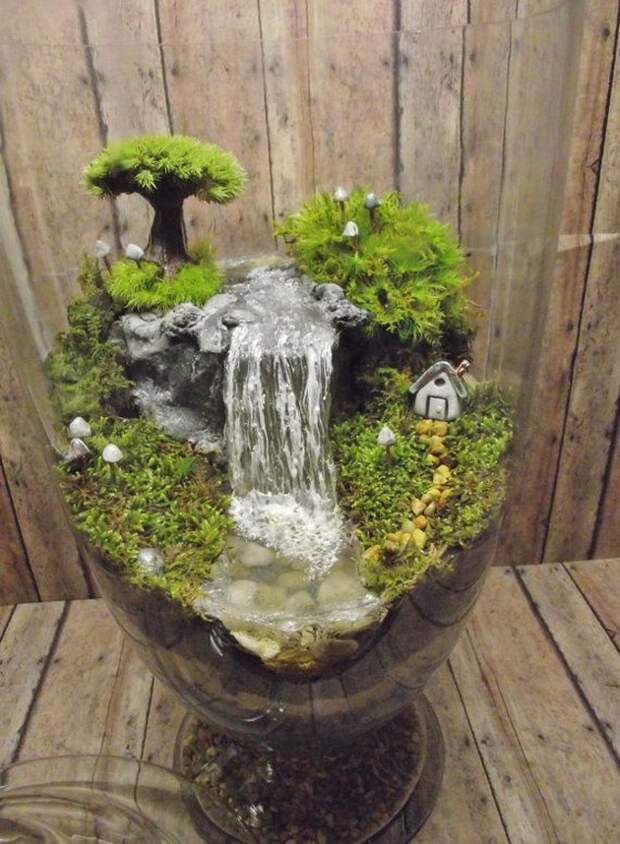 10. Мини-сад с водопадом идея, мини-сад