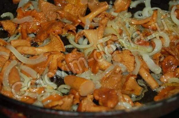 рецепт Куриная печень с грибами