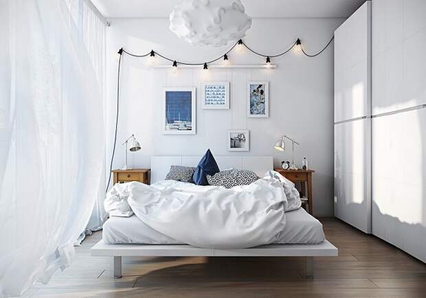 Светлая спальная комната, в которой ощущаешь атмосферу гармонии и уюта.