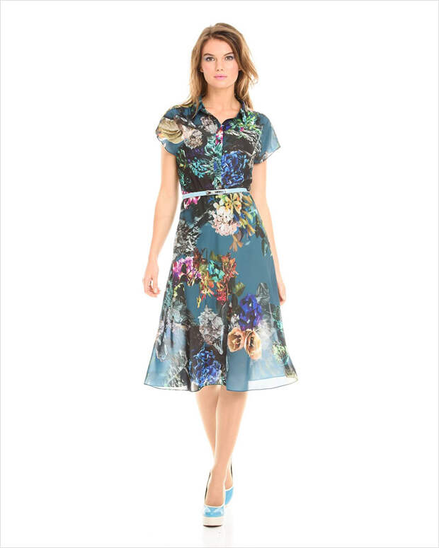 Полупрозрачное платье с цветочным принтом