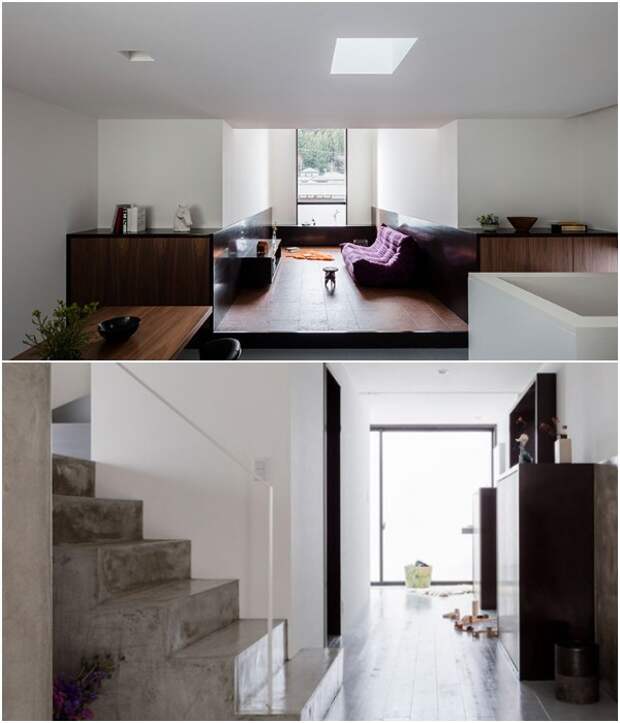 В интерьере Slender house преобладают открытые гибкие пространства для стимуляции общения, которое обогащает повседневную жизнь и делает семью более сплоченной (Сига, Япония).