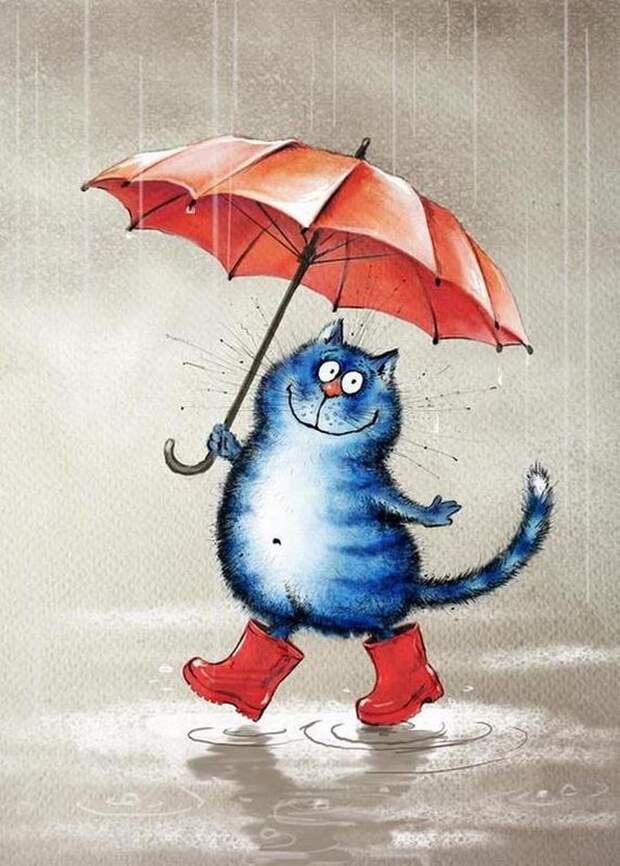 Синие коты художницы Ирины Зенюк кот, рисунок
