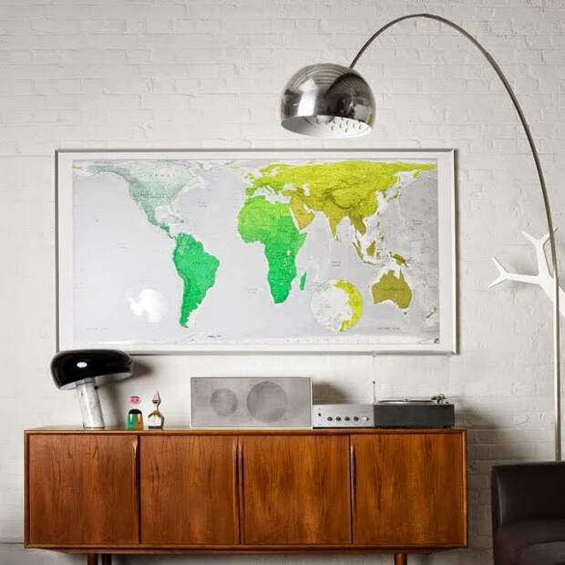 50 идей использования географических карт в декоре интерьера - Квартира .