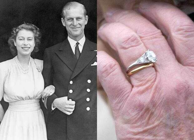 Обручальное кольцо Елизаветы II с бриллиантом