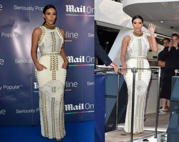 Kim Kardashian in Balmain Dress in Cannes on Instagram