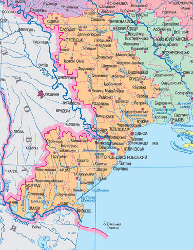 Карта одесской области и приднестровья и