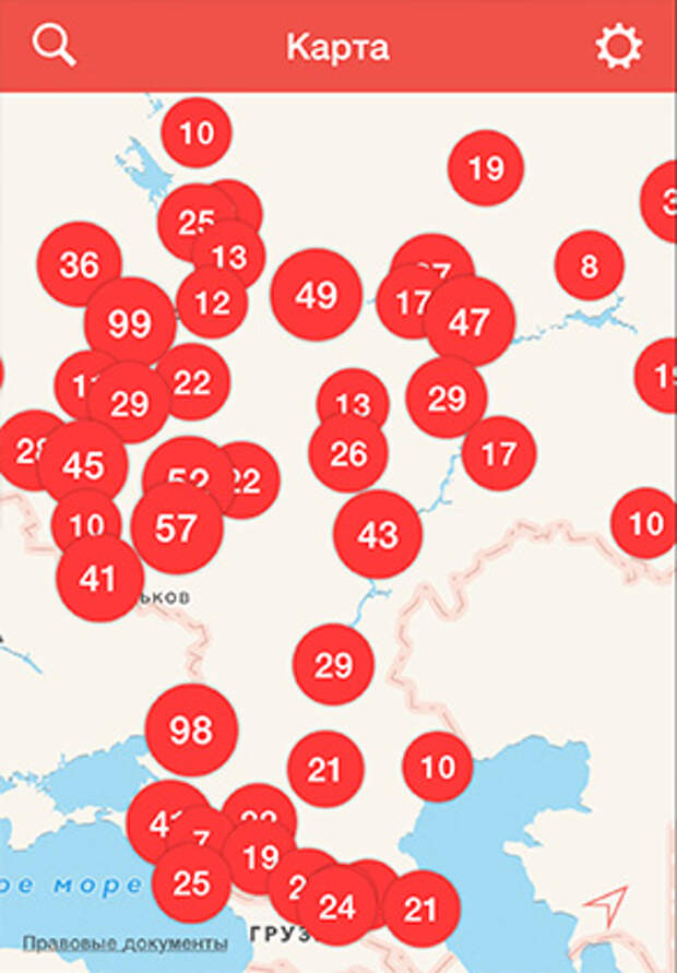 Приложение «Улица героев», глобальная карта