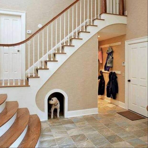 Конура для собак под лестницей