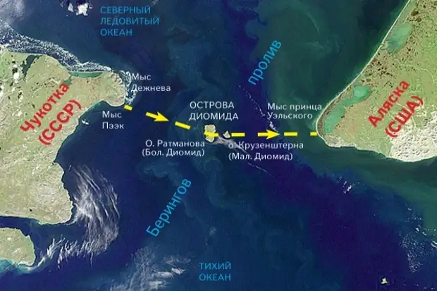 Пролив азия америка. Остров Крузенштерна в Беринговом проливе. Остров Ратманова в Беринговом проливе. Острова Диомида в Беринговом проливе. Острова Ратманова и Крузенштерна на карте.