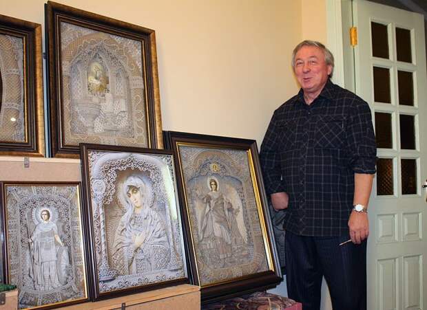 Православные иконы из льна от Владимира Денщикова 
