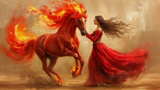 Красная Огненная Лошадь / Изображение сгенерировано нейросестью GigaChat / amic.ru