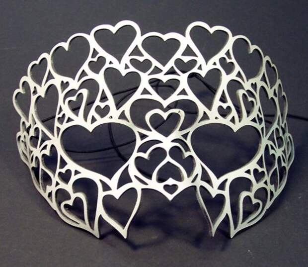 Hearts leather mask in white -- bridal