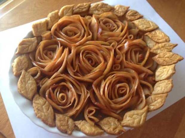 Пирог с яблочными розами выпечка, красивая еда, кулинария, пироги