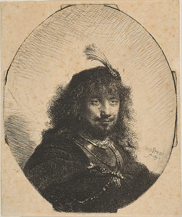 Рембрандт, «Автопортрет в шляпе с пером и с саблей»
