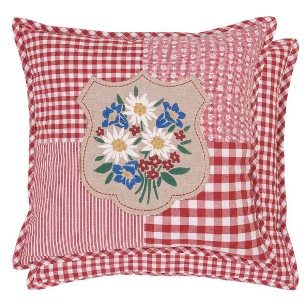 Red and white gingham (of course) pillows.