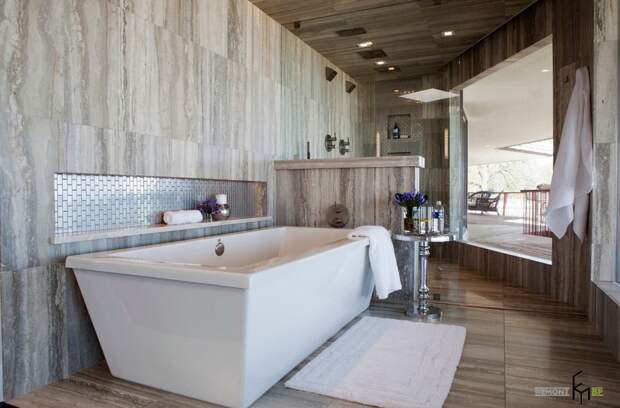 Деревянная отделка в ванной