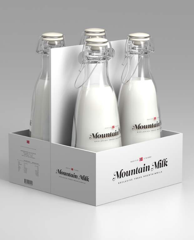 17. Стеклянная бутылка молока с сюрпризом дизайн, товар, упаковка