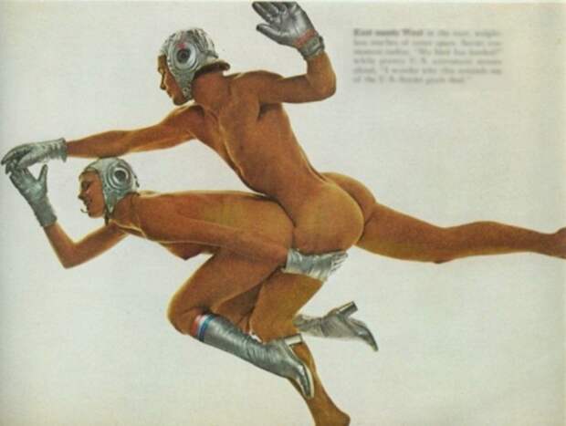 Фотография из журнала PlayBoy 1975 года, посвященная стыковке космических кораблей