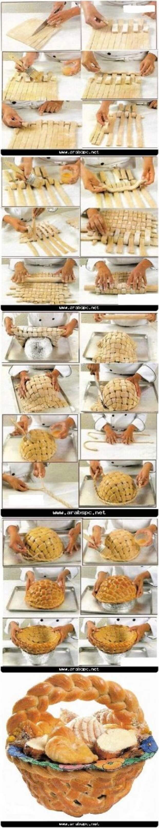 Cesto di #pane al forno completamente commestibile #Edible large basket, #bread, #tutorial: 
