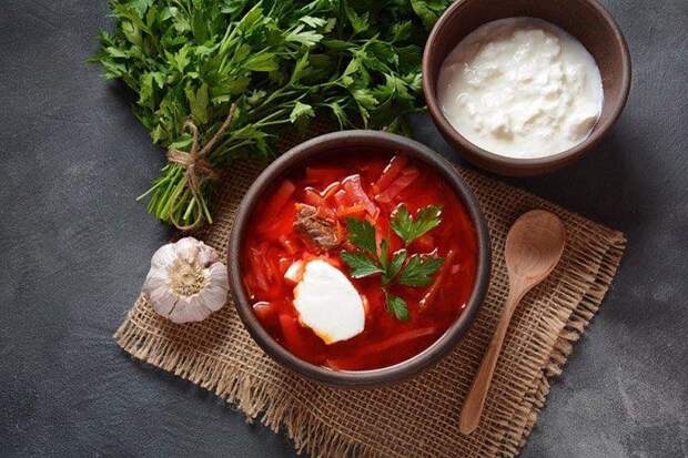 Борщ без картошки с фасолью