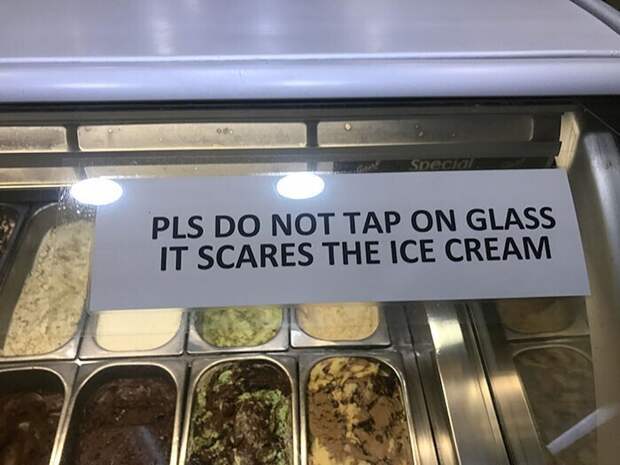 Надпись на лотке с мороженым