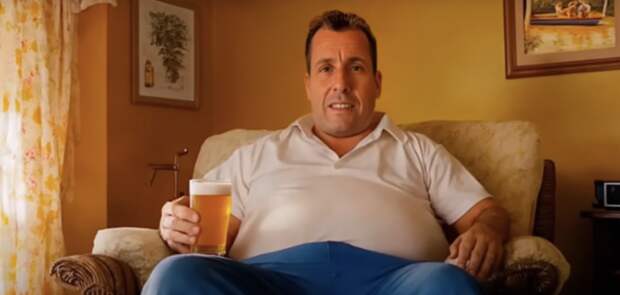 A bogus screenshot of Adam Sandler as Homer Simpson, in a fake trailer of The Simpsons