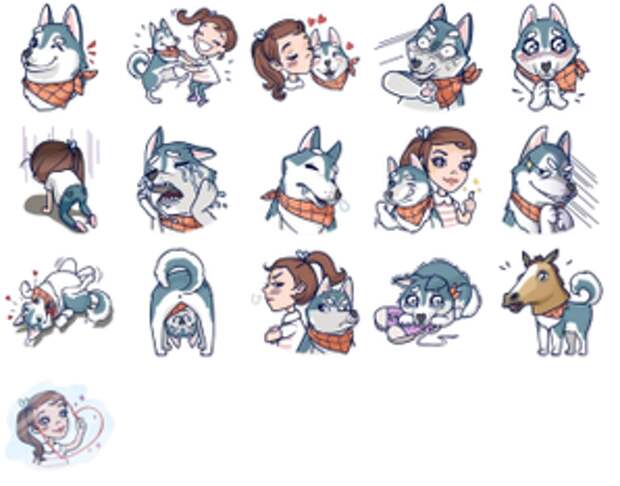 Стикеры Telegram с девушкой и овчаркой