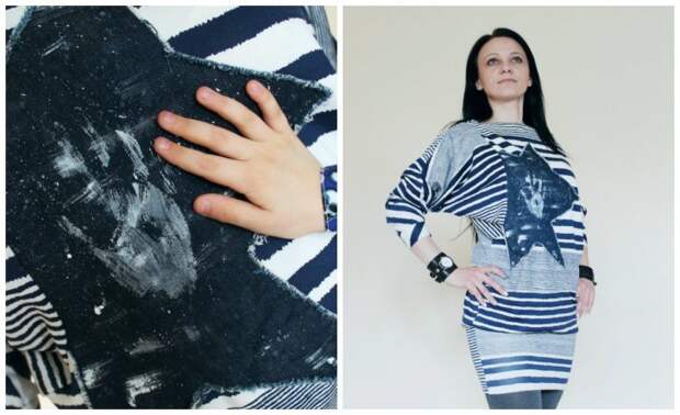 Декор платья звездой с отпечатком ладошки (Diy)
