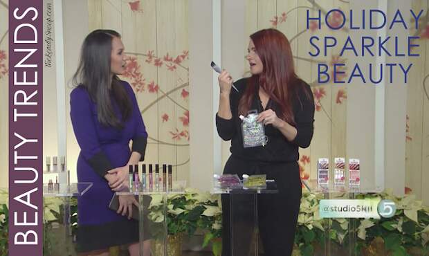 Add Holiday Sparkle to your Beauty routine NYX Duo Chrome Lip Gloss, Stila Glitter & Glow, CAI Hair Glitter, imPress Press on Nails