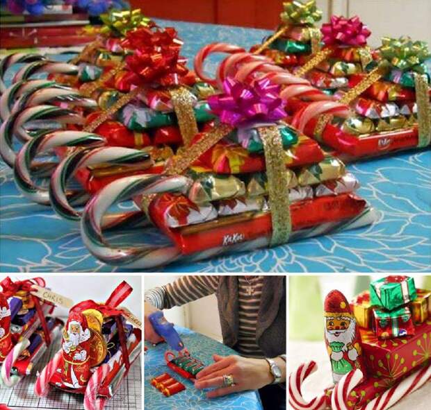 DIY Candy Cane Sleighs for Christmas